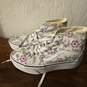 Vans Floral High-Top Sneakers - Purple and Green
